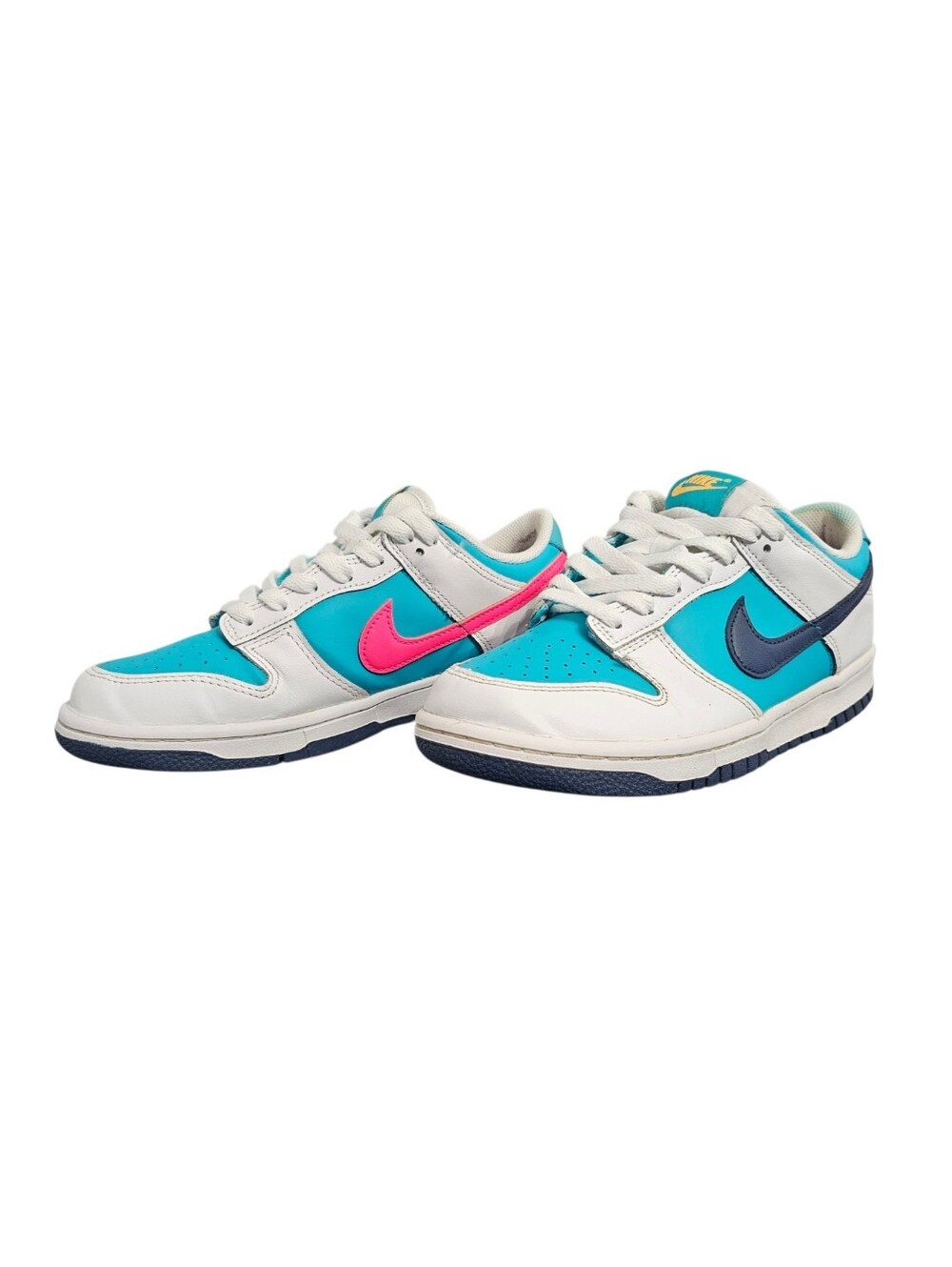 Nike Dunk Low GS Blue Teal Pink Navy Yellow Leather Sneakers Shoes Size 7Y